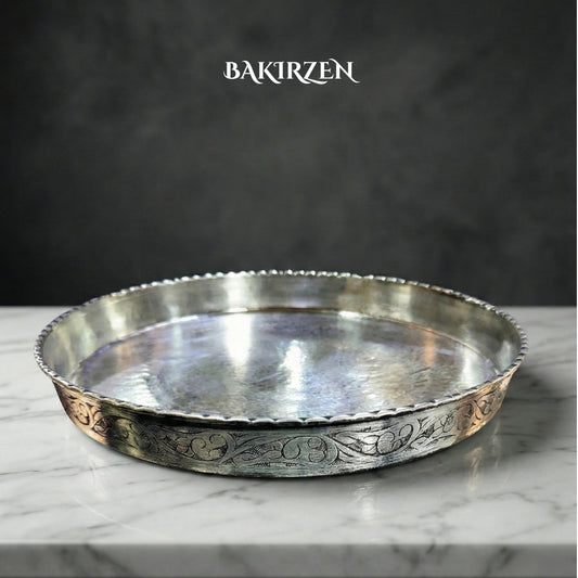 Gümüş İşlemeli Bakır Fırın Tepsisi (35cm)