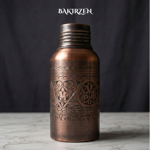 Siyah, İşlemeli Bakır Matara (1,6L)