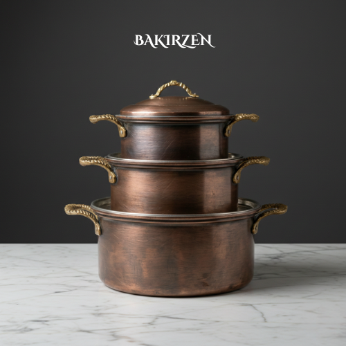 Siyah Büyük Bakır Tencere (3 Boy)